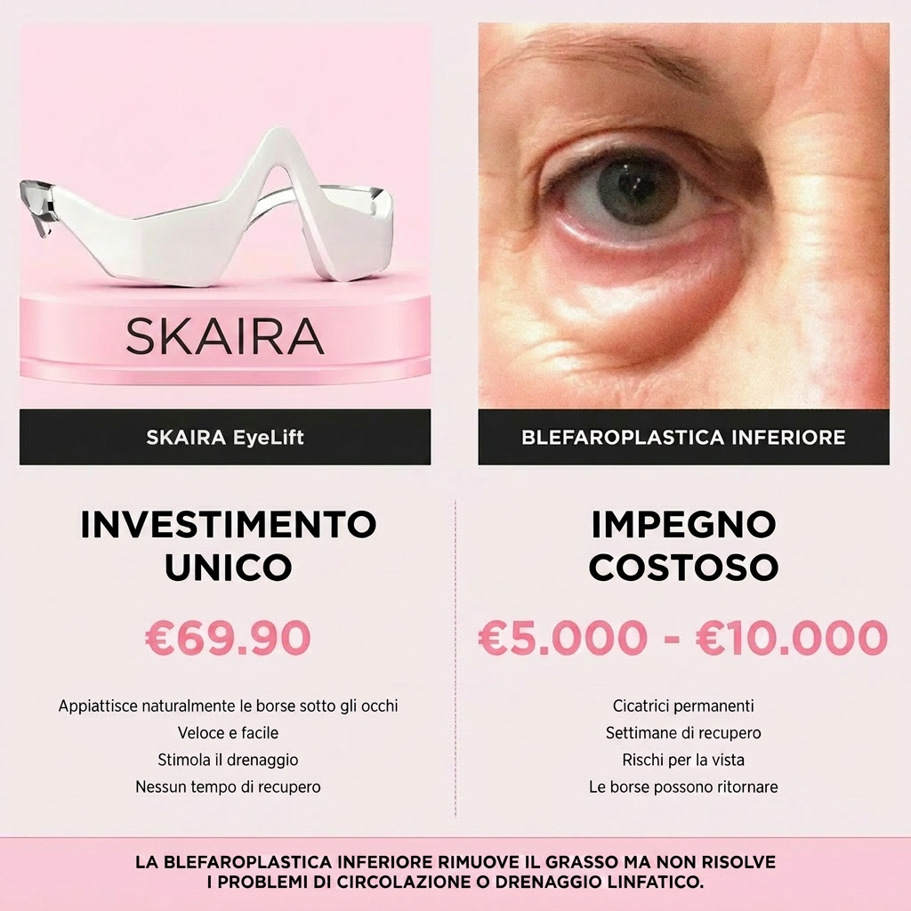 Skaira EyeLift© | 2-in-1 Luce Rossa + EMS — Contrasta Borse e Occhiaie